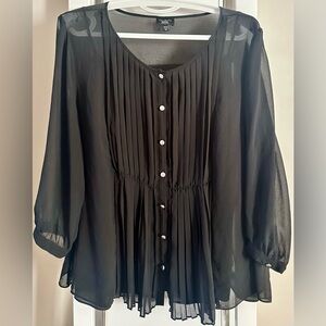 Talbots Black Sheer Button-Down Blouse